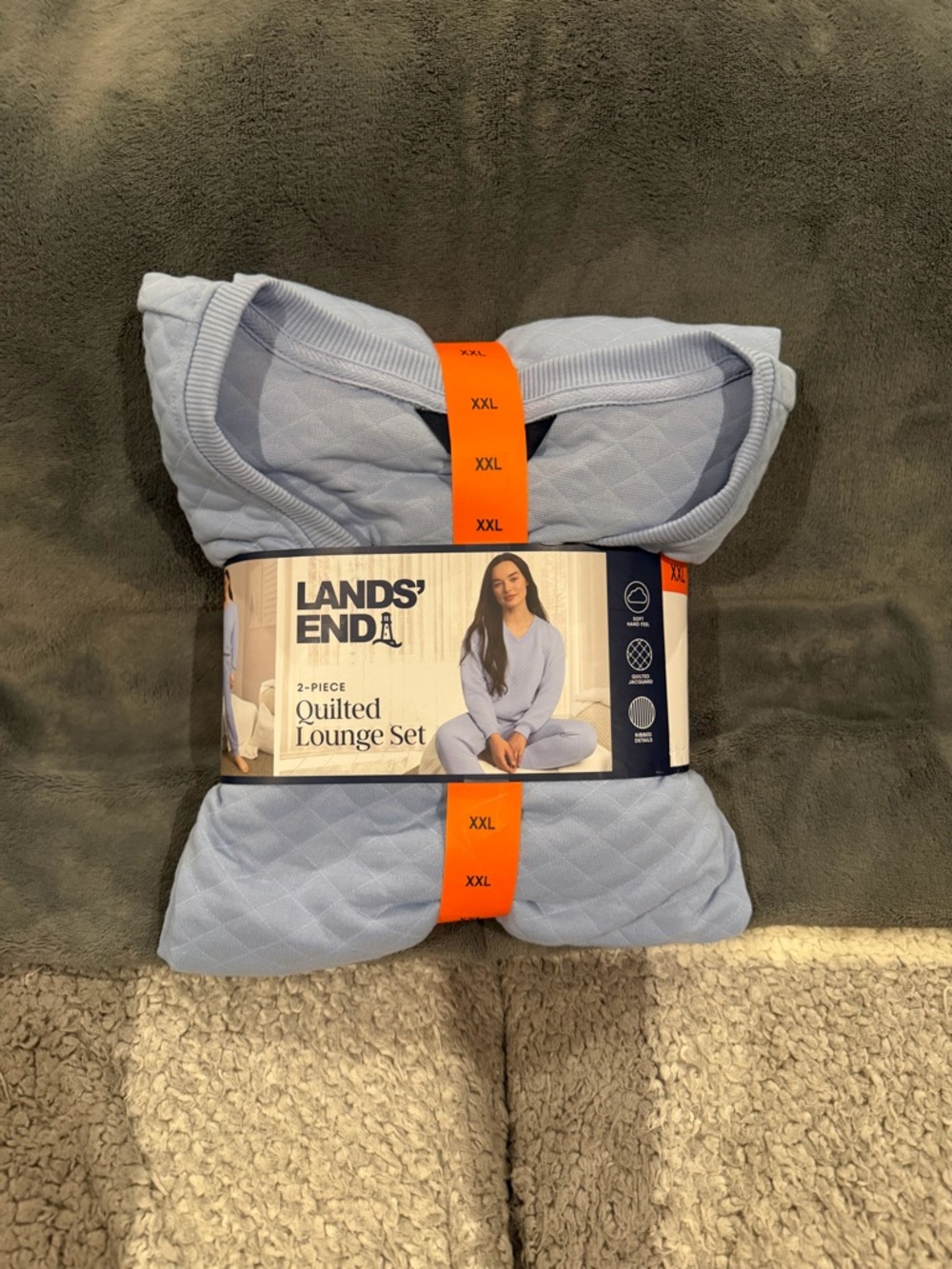 NWT Lands' End Quilted Lounge Set Pale Blue